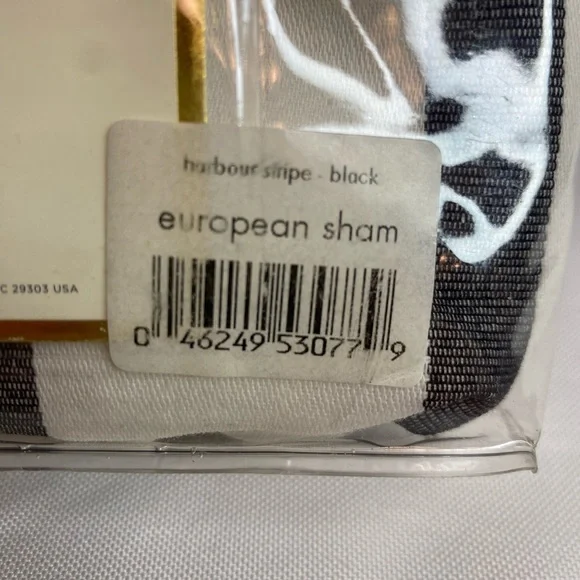 New in package, Kate Spade European sham Harbor stripe black-and-white - Picture 6 of 6